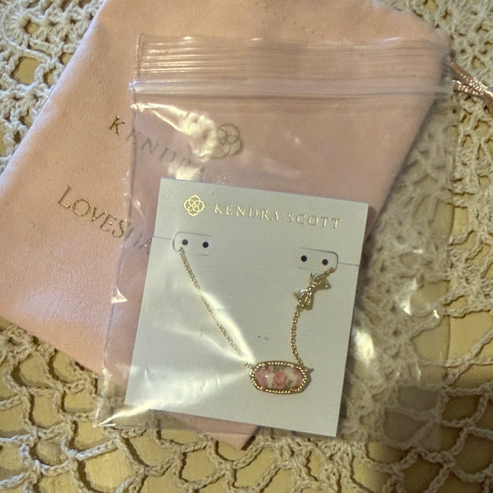 Kendra Scott Love Shack Fancy Blush and Gold Pendant Necklace